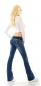 Preview: Used Bootcut-Jeans mit Stretch-Gürtel in blue washed