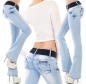 Preview: Moderne Bootcut-Jeans mit Stretch-Gürtel in ice blue