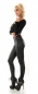 Preview: High Waist Thermo-Leggings im Wetlook - schwarz