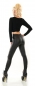 Preview: High Waist Thermo-Leggings im Wetlook - schwarz