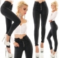 Preview: Sexy High Waist Jeans mit Knopfleiste - schwarz