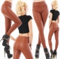 Preview: Modische Thermo-Leggings im sexy Wetlook - toffee