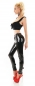 Preview: Sexy Stretchhose im Latex-Look mit Zierschleife in schwarz