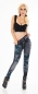 Preview: High Waist Thermo-Leggings im Jeans-Look mit Blüten-Print - black washed