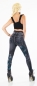 Preview: High Waist Thermo-Leggings im Jeans-Look mit Blüten-Print - black washed