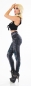 Preview: High Waist Thermo-Leggings im Jeans-Look mit Blüten-Print - black washed