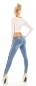 Preview: Designer Crash-Jeans mit Vintage-Effekten und Zierschnürrung in blue washed