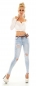 Preview: Sexy Skinny-Jeans im modischen destroyed Look mit Gürtel - light blue