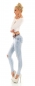 Preview: Sexy Skinny-Jeans im modischen destroyed Look mit Gürtel - light blue