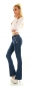 Preview: Modische Bootcut-Jeans mit XXL Zierknöpfen in blue washed