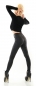 Preview: Sexy High-Waist-Hose mit modischen Zierknöpfen in schwarz