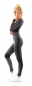 Preview: 2-tlg. Fitness-Set aus Langarm Crop Shirt und Leggings - schwarz