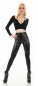 Preview: Thermo Leggings im sexy Biker-Look - schwarz