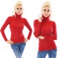 Preview: Taillierter Rollkragen-Pullover mit Schmucknieten - rot