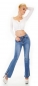 Preview: Stretch-Jeans im Bootcut-Style mit seitlichem Beinschlitz in light blue