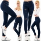 Preview: Modische Stretch-Jeans im Used-Look - dunkelblau