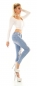 Preview: Slim Fit Skinny Jeans mit Spitzeneinsatz in light blue