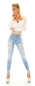 Preview: Stretch-Jeans im Used-Look mit Schrift-Prints - light blue