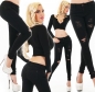 Preview: Sexy Skinny-Jeans im Destroyed-Look - schwarz