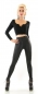 Preview: High-Waist-Leggings im Wetlook Reptil Optik - schwarz