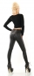 Preview: High-Waist-Leggings im Wetlook Reptil Optik - schwarz