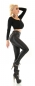 Preview: High-Waist-Leggings im Wetlook Reptil Optik - schwarz