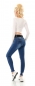 Preview: High Waist Jeans mit Used-Effekten inkl. Gürtel - blue washed