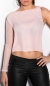 Preview: Chiffon-Shirt mit einseitigem Netz-Ärmel in rosa