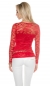 Preview: Glamour Spitzenshirt mit Reissverschluss - rot