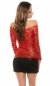 Preview: Elegantes Spitzen-Shirt mit Carmen-Ausschnitt in rot