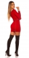 Preview: Elegantes Feinstrick-Minikleid mit Strass-Träger - rot