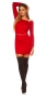 Preview: Elegantes Feinstrick-Minikleid mit Strass-Träger - rot