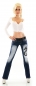 Preview: Bootcut-Jeans mit Dragon Tattoo, Strass und Gürtel - bleach dark blue