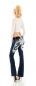 Preview: Bootcut-Jeans mit Dragon Tattoo, Strass und Gürtel - bleach dark blue