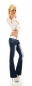 Preview: Bootcut-Jeans mit Dragon Tattoo, Strass und Gürtel - bleach blue