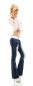 Preview: Bootcut-Jeans mit Butterfly Tribal, Strass und Gürtel - bleach blue