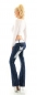 Preview: Bootcut-Jeans mit Butterfly Tribal, Strass und Gürtel - bleach blue