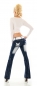 Preview: Bootcut-Jeans mit Butterfly Tribal, Strass und Gürtel - bleach blue