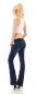 Preview: Modische Bootcut-Jeans mit Stretch-Gürtel in dark blue