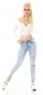 Preview: Sexy Push Up Skinny Jeans mit Strass-Verzierung und Cut-Outs in ice blue