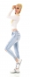 Preview: Sexy Push Up Skinny Jeans mit Strass-Verzierung und Cut-Outs in ice blue