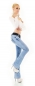 Preview: Modische Bootcut-Jeans im Bleach Look mit Stretch-Gürtel in light blue