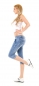 Preview: Capri-Jeans mit diagonaler Knopfleiste und Zipper in blau