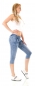 Preview: Capri-Jeans mit diagonaler Knopfleiste und Zipper in blau