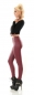 Preview: High Waist Thermo-Leggings mit Zierknopf-Leiste - bordeaux