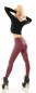 Preview: High Waist Thermo-Leggings mit Zierknopf-Leiste - bordeaux