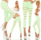 Preview: Sommerliche Röhrenjeans im Destroyed-Look - neongrün