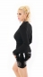 Preview: Rippstrick Pullover mit Spitzen-Ausschnitt -  schwarz