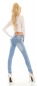 Preview: Sexy Slim Fit Skinny Jeans mit Schleifen-Verzierung in light blue