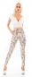 Preview: High Waist Treggings mit modischen Print und Bindebändchen - multicolor/coral